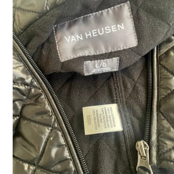 VAN HEUSEN PUFFER VEST MEN INSIDE POCKETS Sz L BLACK MOCK NECK COZZY VERSATILE - Picture 11 of 16